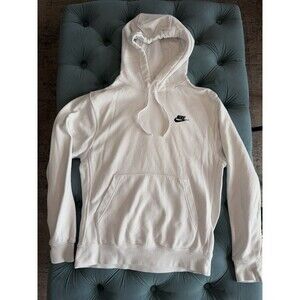 Nike Sportswear Club Fleece Hoodie Mens Small White Pullover Hooded Sweatshirt